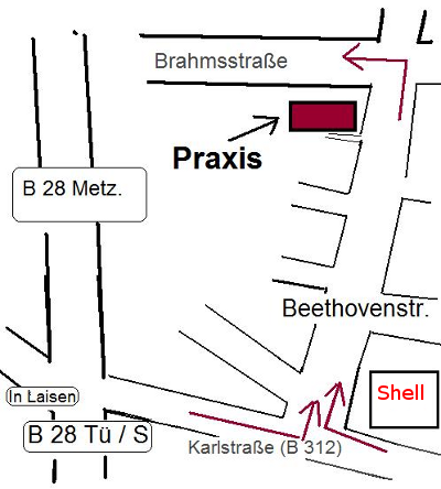 Anfahrtsskizze zur Praxis Kösel